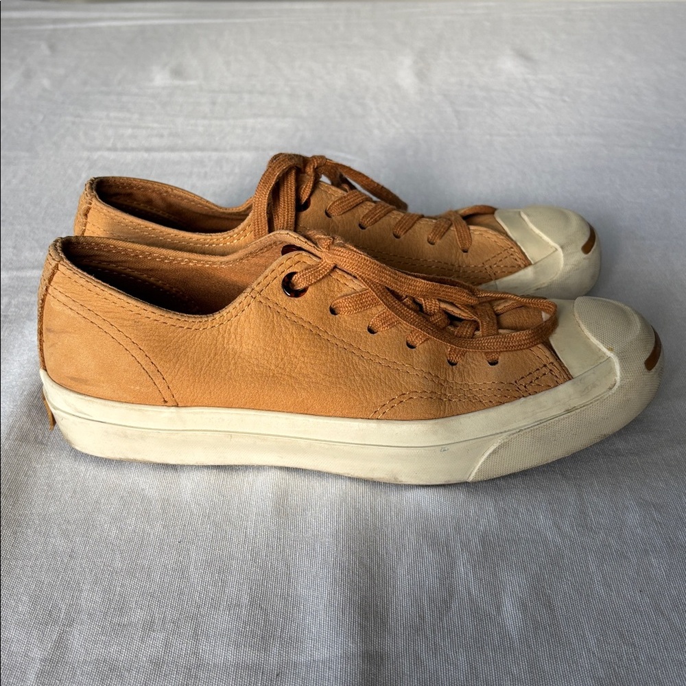 Jack Persell Converse Warm Golden Tan Leather Sneakers with cork insole